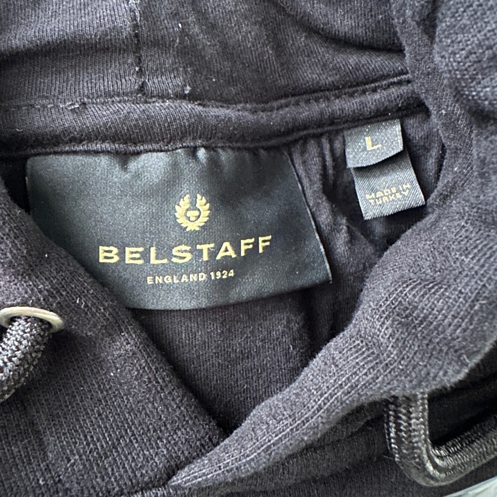 BELSTAFF 1924 Hoodie Black Mens L Pullover Phoenix Logo Luxury Streetwear Cotton - Picture 3 of 12